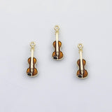 18K Gold pvd Violin charm musical instrument enamel charm s Charms - Tarnish Resistant
