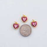 18K Gold PVD Pink heart charm Enamel Charm s Charms - Tarnish Resistant