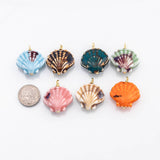 18K Gold PVD Ceramic Sea Shell Charm Colorful ceramic clam oyster shell charms hmade painted porcelain vintage - Tarnish Resistant