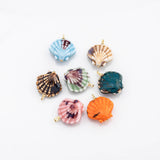 18K Gold PVD Ceramic Sea Shell Charm Colorful ceramic clam oyster shell charms hmade painted porcelain vintage - Tarnish Resistant