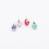 18K Gold pvd Ceramic Fish Charm Colorful ceramic charms hmade painted porcelain vintage - Tarnish Resistant