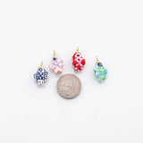 18K Gold PVD Ceramic Fish Charm Colorful ceramic charms hmade painted porcelain vintage - Tarnish Resistant