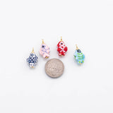 18K Gold PVD Ceramic Fish Charm Colorful ceramic charms hmade painted porcelain vintage - Tarnish Resistant