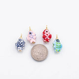 18K Gold PVD Ceramic Fish Charm Colorful ceramic charms hmade painted porcelain vintage - Tarnish Resistant