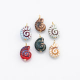 18K Gold PVD Ceramic Sea Shell Charm Colorful ceramic conch nautilus shell charms hmade painted porcelain vintage - Tarnish Resistant