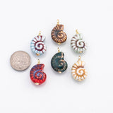 18K Gold PVD Ceramic Sea Shell Charm Colorful ceramic conch nautilus shell charms hmade painted porcelain vintage - Tarnish Resistant