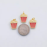 18K Gold PVD Movie Popcorn charm enamel charm s Charms Charms - Tarnish Resistant