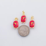 18K Gold PVD Pink luggage charm Enamel Charm s Charms - Tarnish Resistant