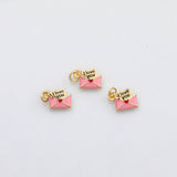 18K Gold PVD Envelope love letter charm Enamel Charm s Charms - Tarnish Resistant