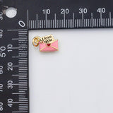 18K Gold PVD Envelope love letter charm Enamel Charm s Charms - Tarnish Resistant