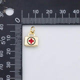 18K Gold PVD First aid kit nurse charm Enamel Charm s Charms - Tarnish Resistant