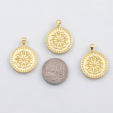 18K Gold PVD Round Charm s Charms - Tarnish Resistant