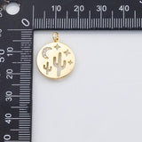 18K Gold PVD Cactus desert scene charm - Tarnish Resistant