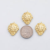 18K Gold PVD Lion head lion face charm Charms - Tarnish Resistant
