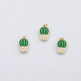18K Gold PVD Cactus plant pot charm - Tarnish Resistant