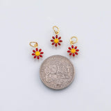18K Gold PVD Flower charm daisy sunflower enamel charm s Charms Charms - Tarnish Resistant