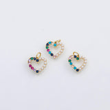 18K Gold PVD Pearl heart multicolor charm - Tarnish Resistant
