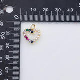 18K Gold PVD Pearl heart multicolor charm - Tarnish Resistant