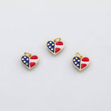 18K Gold PVD American flag heart charm - Tarnish Resistant