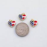 18K Gold PVD American flag heart charm - Tarnish Resistant