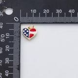 18K Gold pvd American flag heart charm - Tarnish Resistant