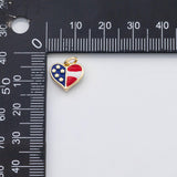18K Gold PVD American flag heart charm - Tarnish Resistant