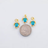 18K Gold PVD Sea turtle blue charm - Tarnish Resistant
