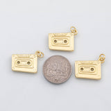 18K Gold PVD Cassette tape charm - Tarnish Resistant