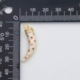 18K Gold PVD Italian horn white enamel charm - Tarnish Resistant