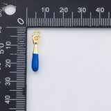 18K Gold PVD Baseball bat charm blue enamel charm - Tarnish Resistant