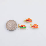 18K Gold pvd Hamburger charm - Tarnish Resistant