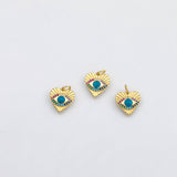 18K Gold PVD Evil eye blue turquoise heart charm - Tarnish Resistant