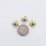 18K Gold PVD Evil eye blue turquoise heart charm - Tarnish Resistant
