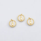 18K Gold PVD Mary jesus white enamel charm - Tarnish Resistant