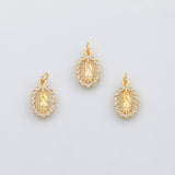 18K Gold PVD Mary saint oval charm - Tarnish Resistant