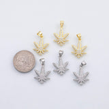 18K Gold PVD Marijuana leaf charm s Charms - Tarnish Resistant