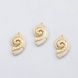 18K Gold PVD Sea shell conch nautilus white enamel charm Charms - Tarnish Resistant