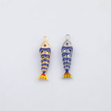 18K Gold PVD Fish flexible spine enamel charm Charms - Tarnish Resistant