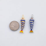 18K Gold PVD Fish flexible spine enamel charm Charms - Tarnish Resistant