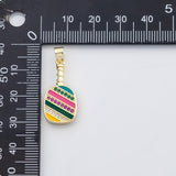 18K Gold PVD Pickle ball pickleball racket charm enamel charm s Charms - Tarnish Resistant