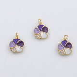 18K Gold PVD Purple flower enamel charm s Charms - Tarnish Resistant