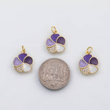 18K Gold PVD Purple flower enamel charm s Charms - Tarnish Resistant