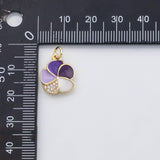 18K Gold PVD Purple flower enamel charm s Charms - Tarnish Resistant