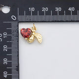 18K Gold PVD Bee with heart red charm s Charms Charms - Tarnish Resistant