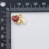 18K Gold PVD Bee with heart red charm s Charms Charms - Tarnish Resistant