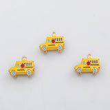 18K Gold PVD Yellow school bus charm school enamel Charm s Charms - Tarnish Resistant