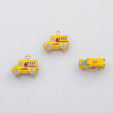 18K Gold PVD Yellow school bus charm school enamel Charm s Charms - Tarnish Resistant