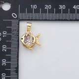 18K Gold PVD Fish charm Charm s Charms - Tarnish Resistant
