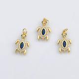 18K Gold pvd Sea Turtle blue charm Charm s Charms - Tarnish Resistant