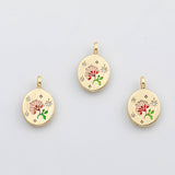 18K Gold PVD Flower enamel charm s Charms - Tarnish Resistant